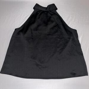 Ann Taylor LOFT Women's XL Tank Top Halter Scarf Neck Black Satin NWT